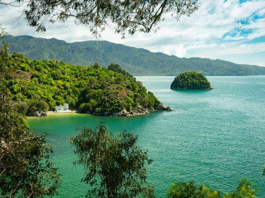 Honeymoon Bay & Abel Tasman National Park from Kaka Point Reserve, 